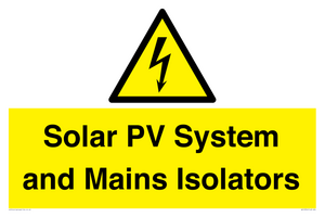 Solar PV System and Mains Isolators